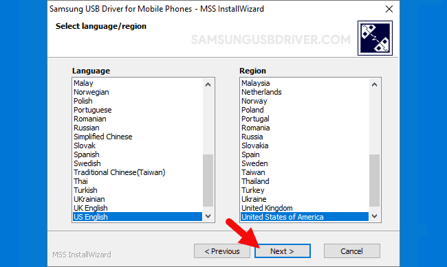 Samsung Driver Language